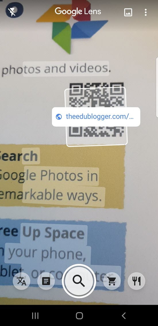 Reading QR codes using Google Lens