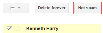 Click on Not Spam