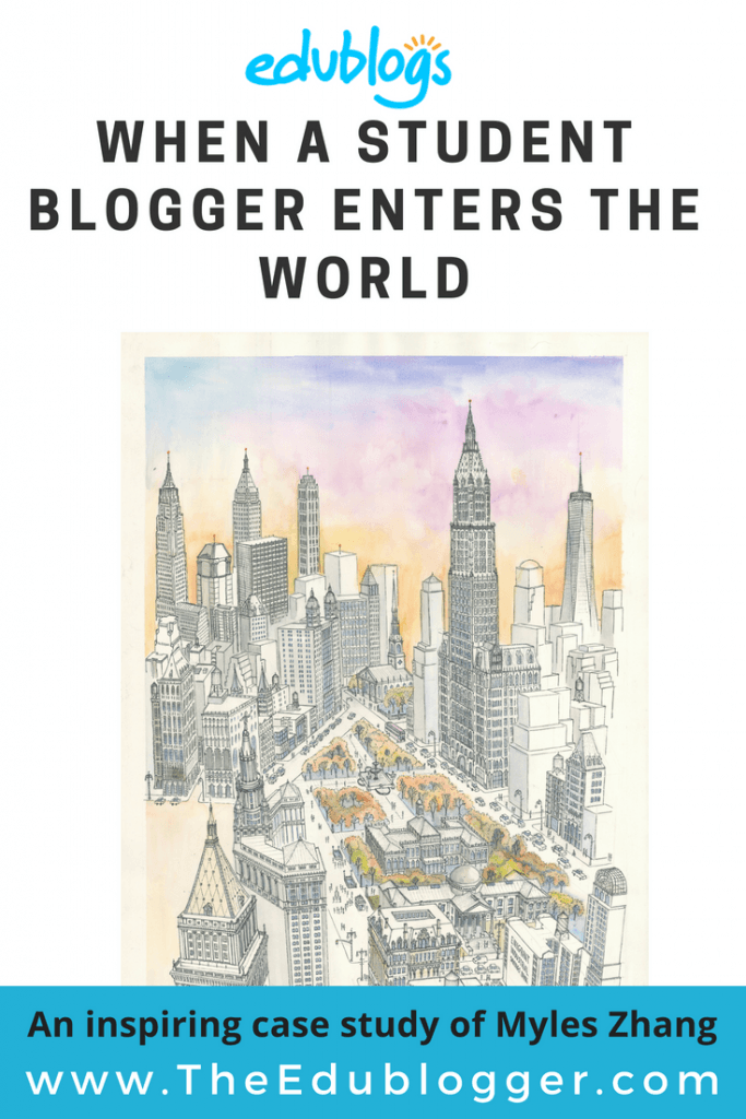 This is the inspiring story of college student, Myles Zhang. Myles was introduced to blogging as a high school student and since then his online portfolio has grown and flourished. The Edublogger